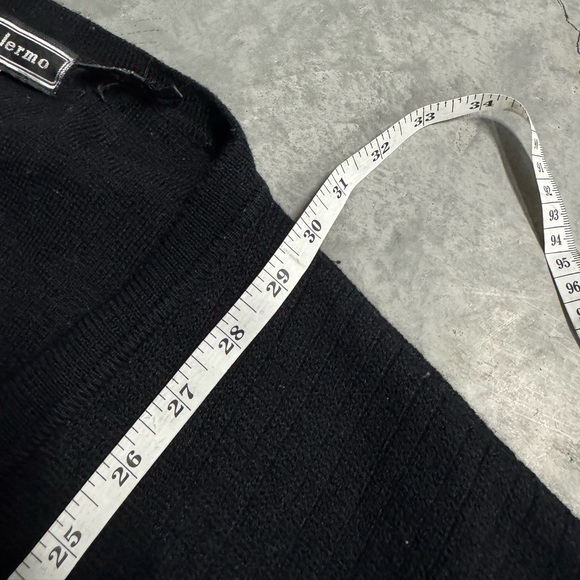 Black Ribbed V-Neck Button Cardigan Sweater - Picture 6 of 6